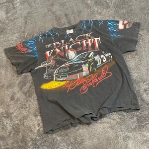 Vintage‎ Dale Earnhardt The Black Knight T-Shirt 90s All Over Print Racing XL